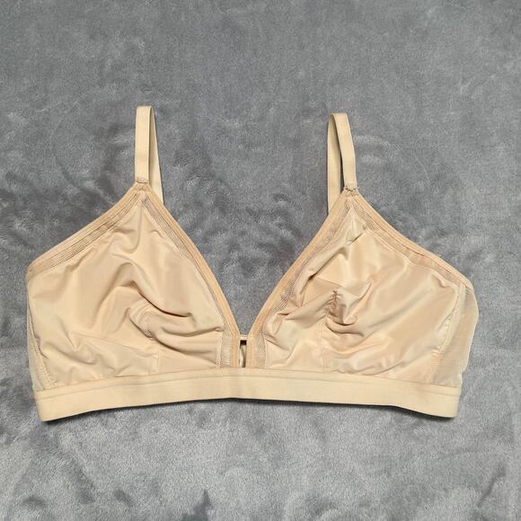 Lively Bralette Womens 3 Tan Mesh Trim Wireless Comfort Mesh - Picture 1 of 8